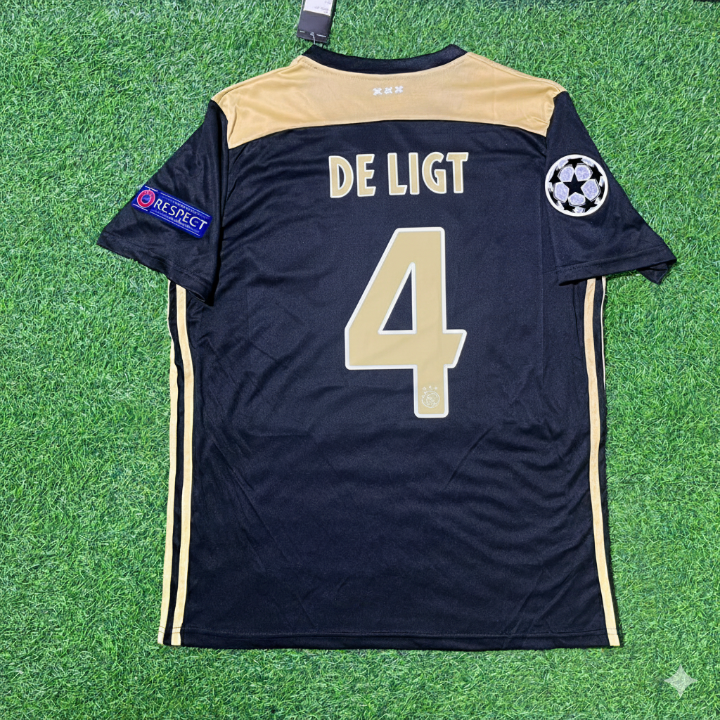 Matthijs de Ligt Ajax 2018–2019 Champions League Black Retro Football Jersey Kit
