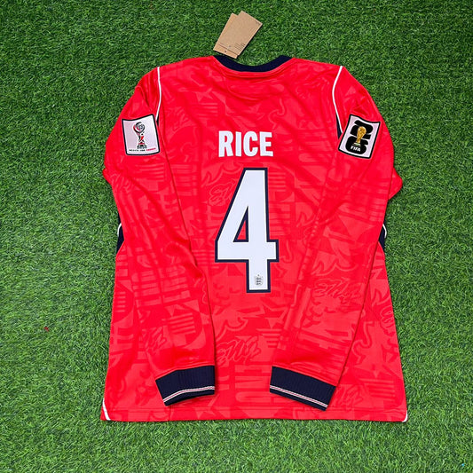 Declan Rice England 2026 World Cup Red Long Sleeve Football Jersey