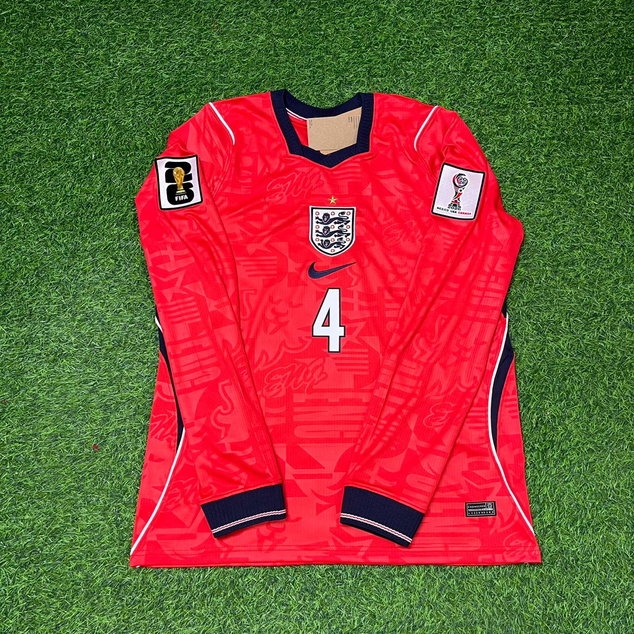 Declan Rice England 2026 World Cup Red Long Sleeve Football Jersey