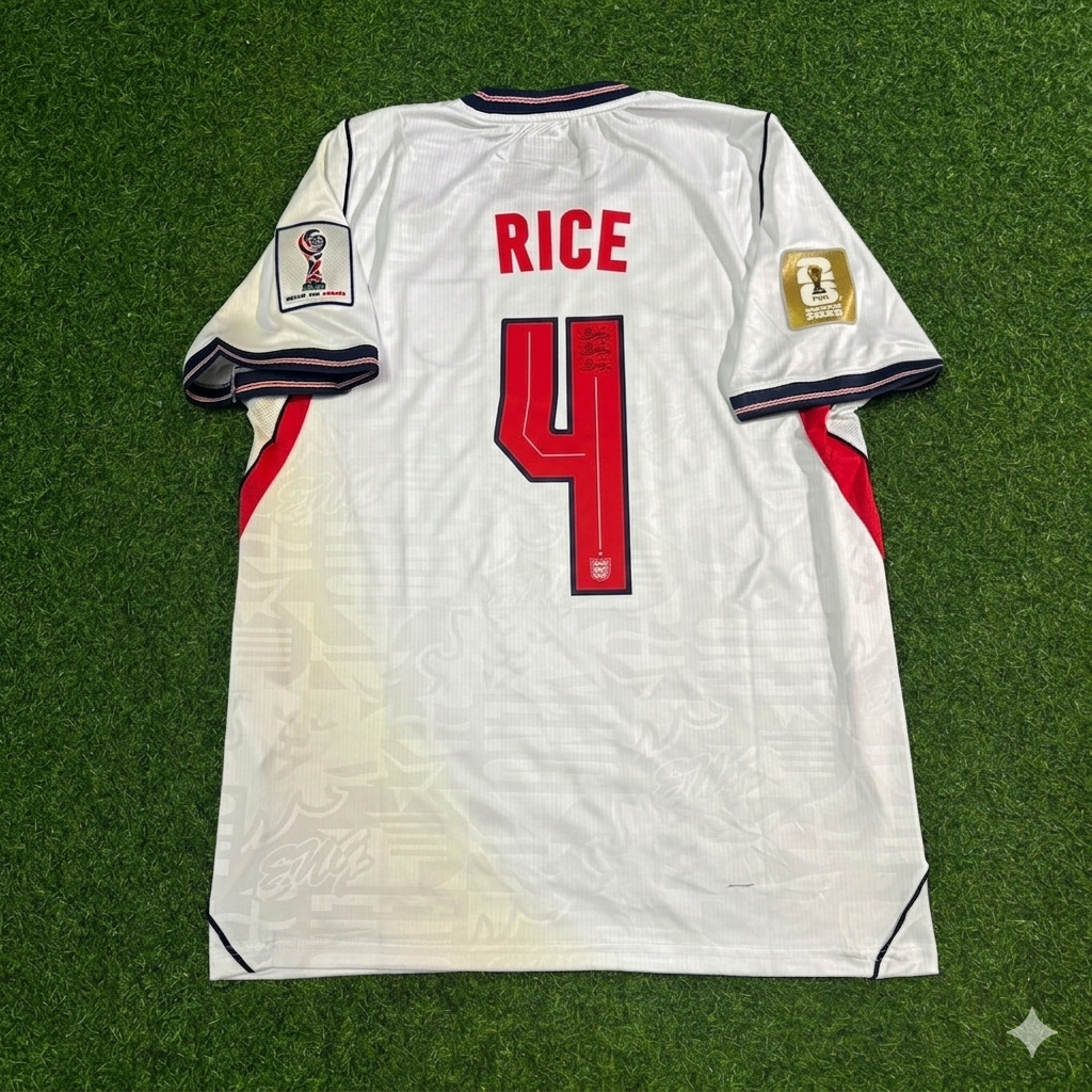 Declan Rice #4 England 2026 World Cup Home White Football Jersey