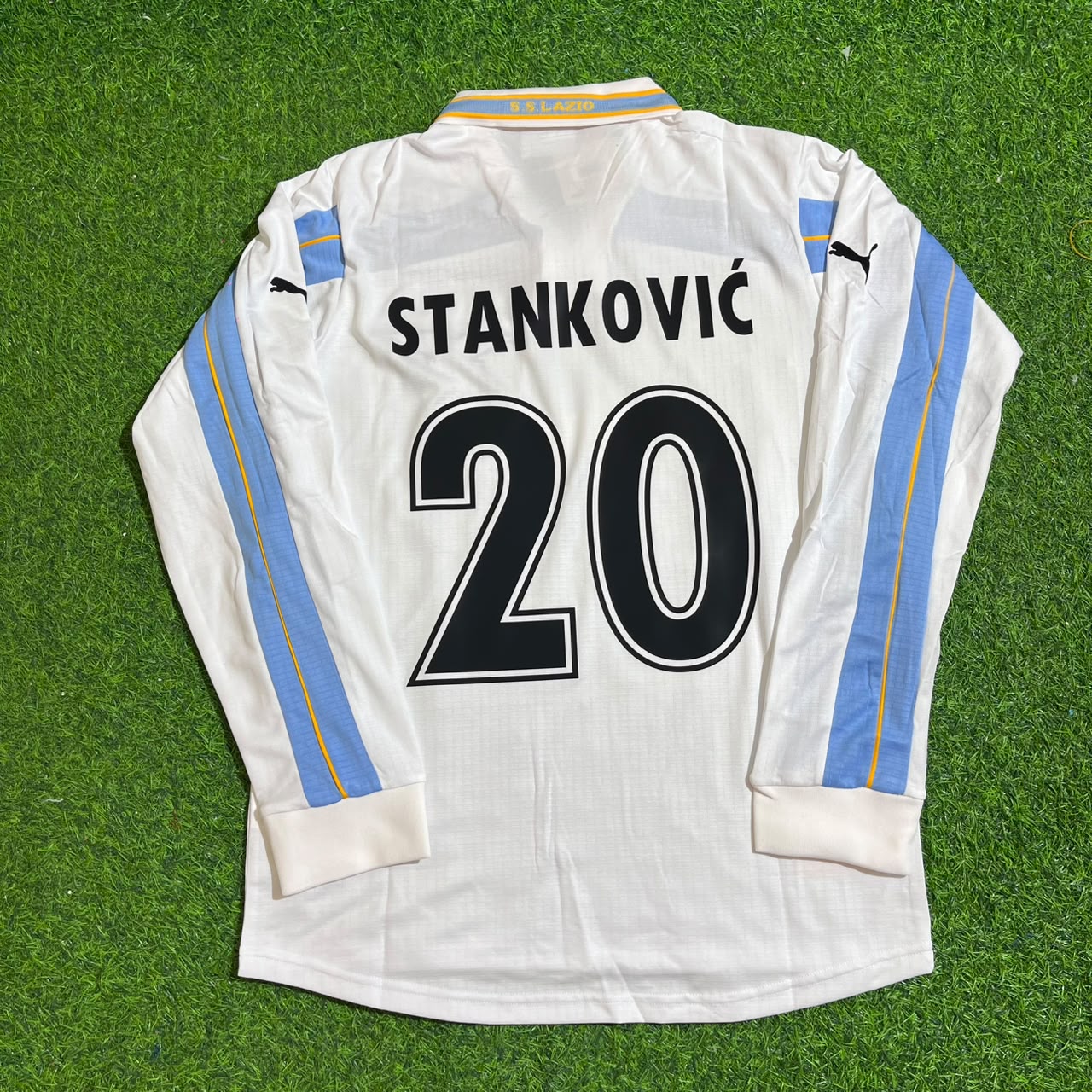 Dejan Stankovic Lazio 1999 2000 White Long Sleeve Retro Football Jersey Kit