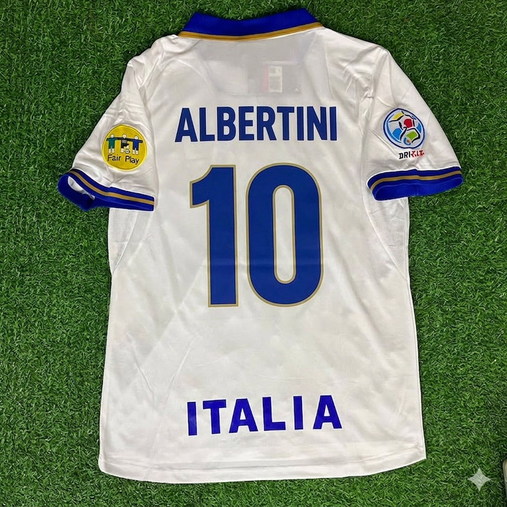 Demetrio Albertini #10 Italy EURO 1996 White Retro Jersey