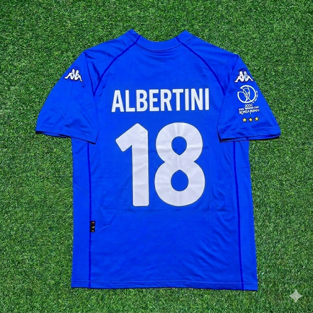 Demetrio Albertini #18 Italy 2002 World Cup Home Retro Jersey
