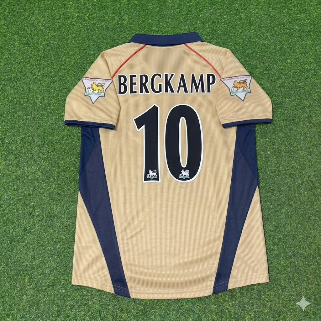 Dennis Bergkamp #10 Arsenal 2001-2002 Away Golden Retro Jersey