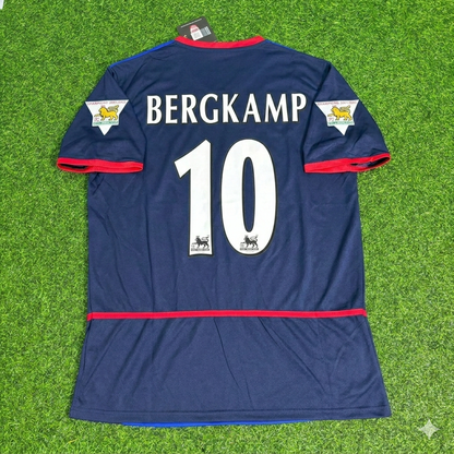 Dennis Bergkamp 10- Arsenal 2002-2004 Black Blue o2 Retro Kit Jersey Trikot Maglia Camiseta Soccer Shirt