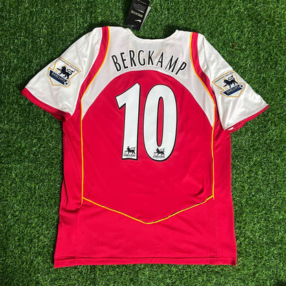 Dennis Bergkamp 10 - Arsenal 2004/2005 O2 Red Retro Kit Jersey Trikot Maillot Soccer Shirt