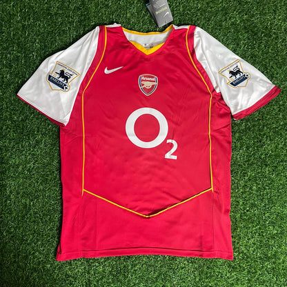 Dennis Bergkamp 10 - Arsenal 2004/2005 O2 Red Retro Kit Jersey Trikot Maillot Soccer Shirt