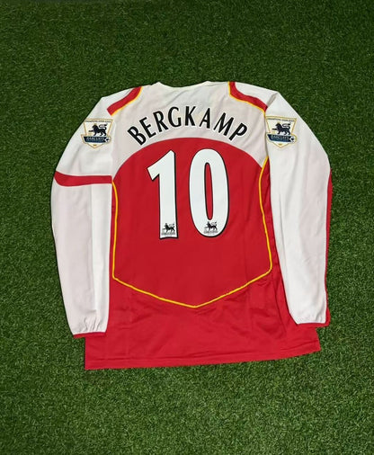 Dennis Bergkamp Arsenal Retro Long Sleeve Kit Jersey Trikot Maillot Soccer Shirt