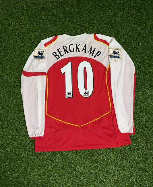 Dennis Bergkamp Arsenal Retro Long Sleeve Kit Jersey Trikot Maillot Soccer Shirt