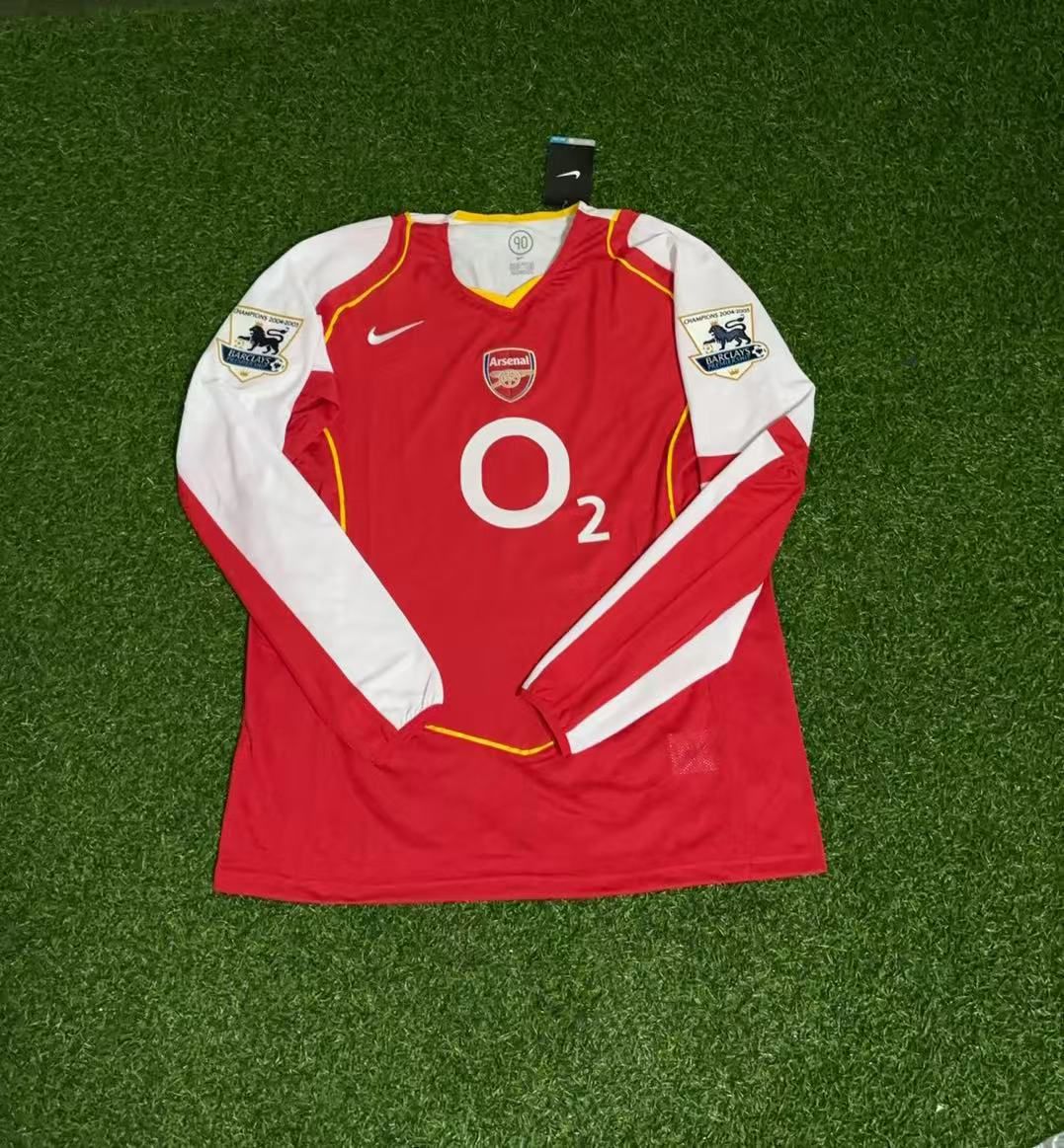 Dennis Bergkamp Arsenal Retro Long Sleeve Kit Jersey Trikot Maillot Soccer Shirt