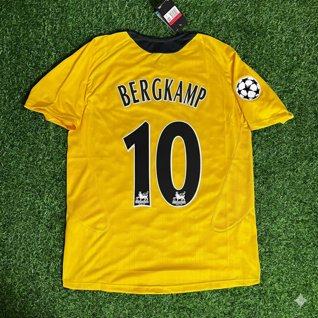 Dennis Bergkamp 10 - Arsenal 2005/06 Yellow Retro Kit Jersey Trikot Maillot Maglia
