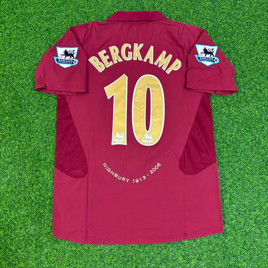 Dennis Bergkamp Arsenal 2006 Highbury Burguny Premier League Patch Retro Football Jersey