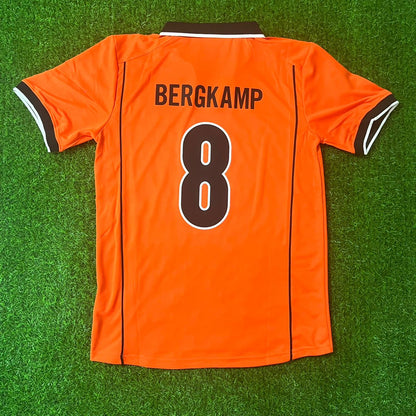 Dennis Bergkamp Netherlands - Holland 1998 World Cup Retro Version Home Orange Trui Jersey Trikot Soccer Shirt