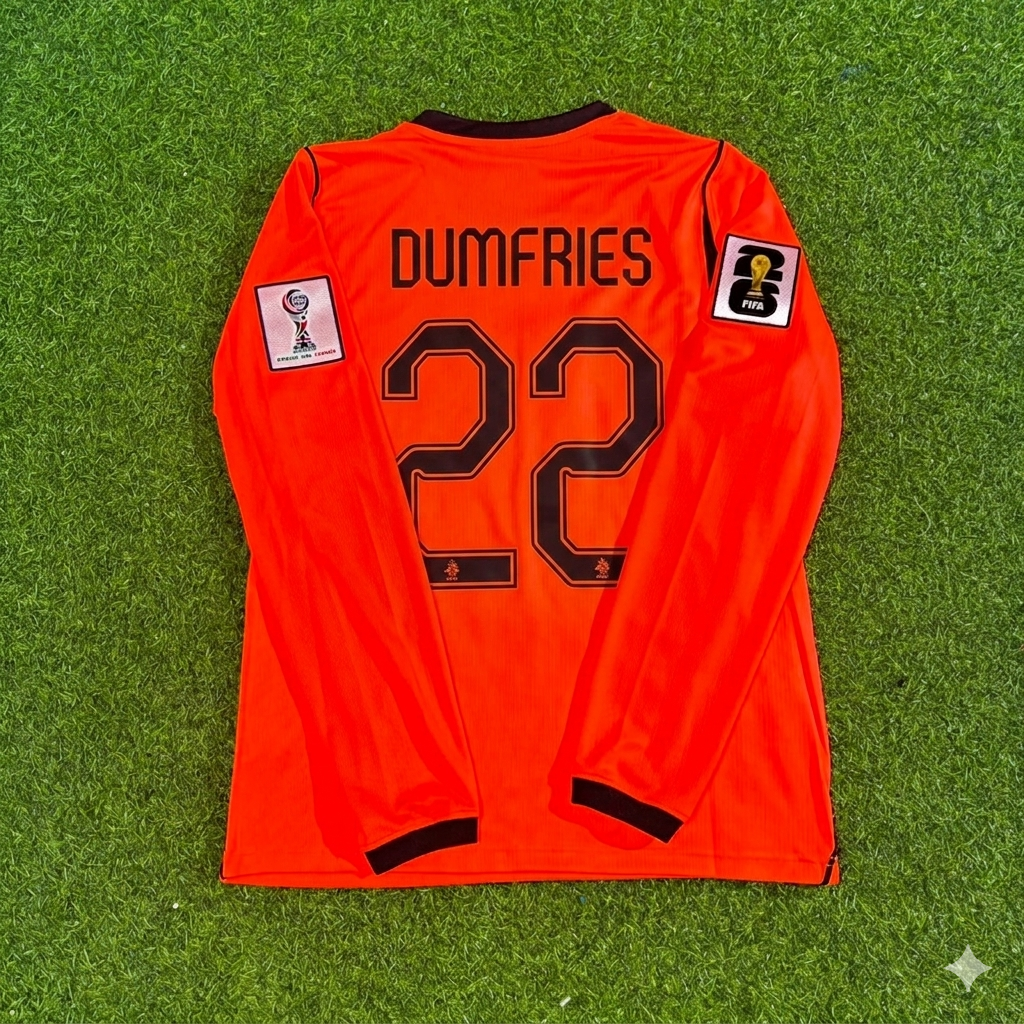 Denzel Dumfries #22 Netherlands 2026 World Cup Home Long Sleeve Football Jersey