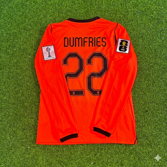 Denzel Dumfries #22 Netherlands 2026 World Cup Home Long Sleeve Football Jersey