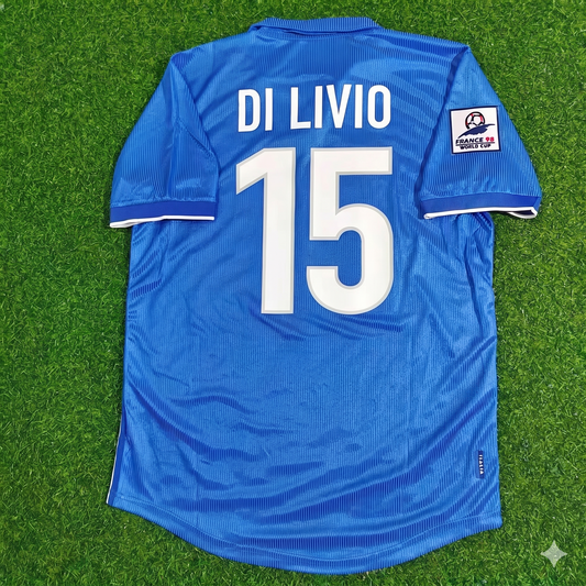 Angelo Di Livio Italy 1998 World Cup Home Blue Retro Football Jersey
