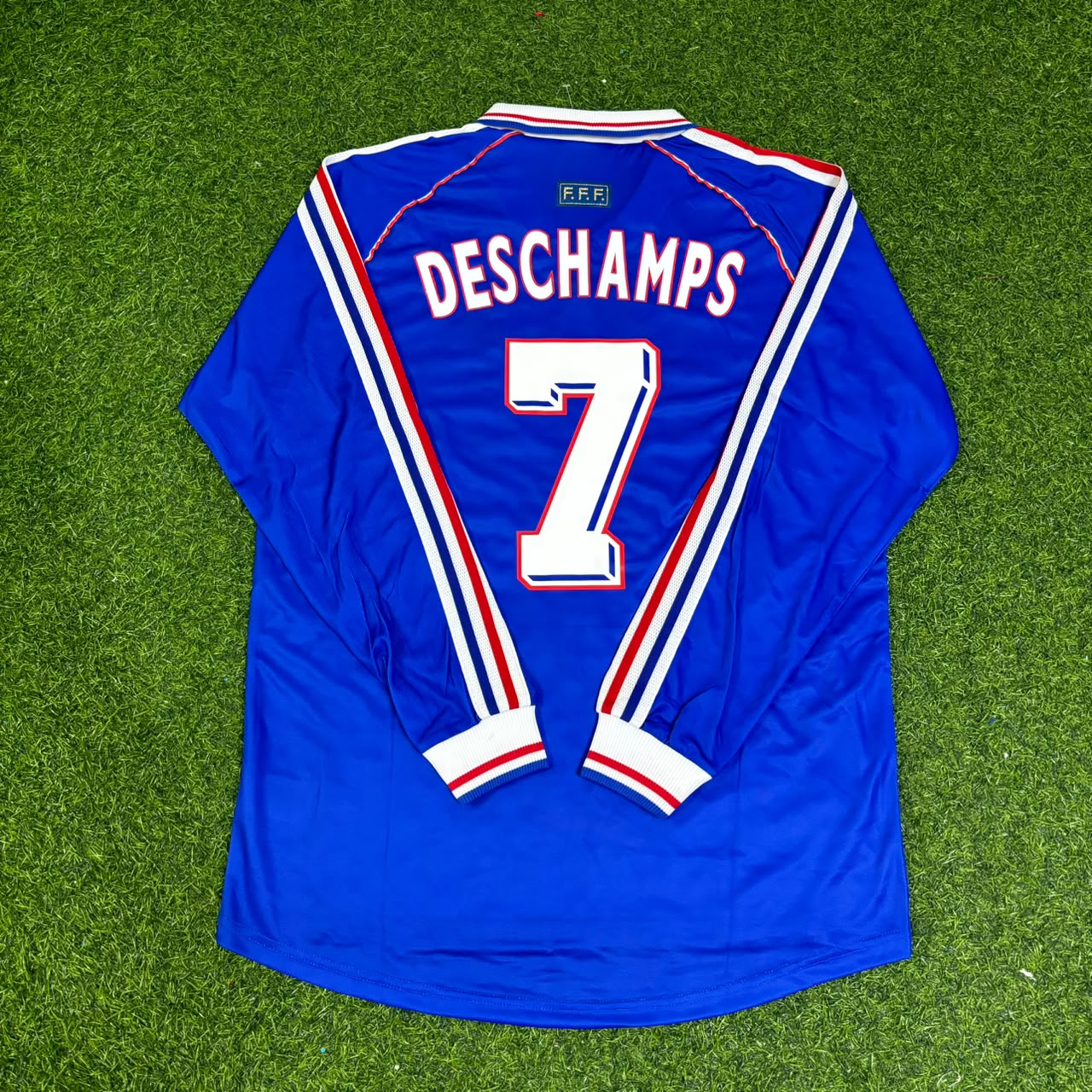Didier Deschamps France 1998 World Cup Retro Long Sleeve Football Jersey Maillot Trikot Soccer Shirt