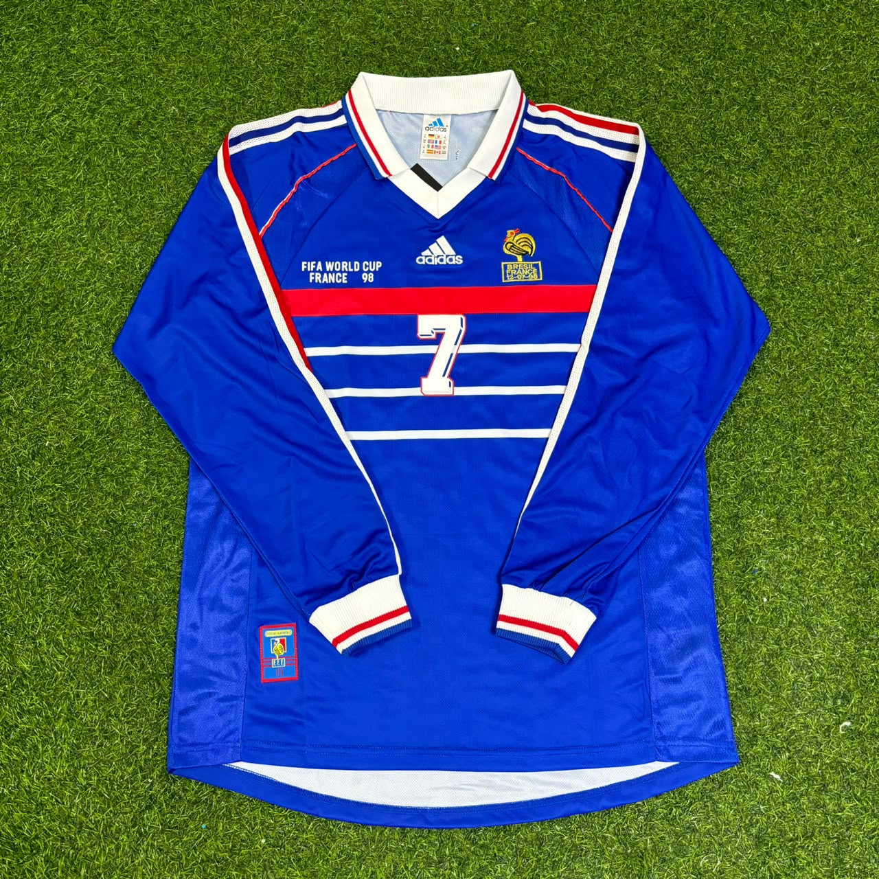Didier Deschamps France 1998 World Cup Retro Long Sleeve Football Jersey Maillot Trikot Soccer Shirt