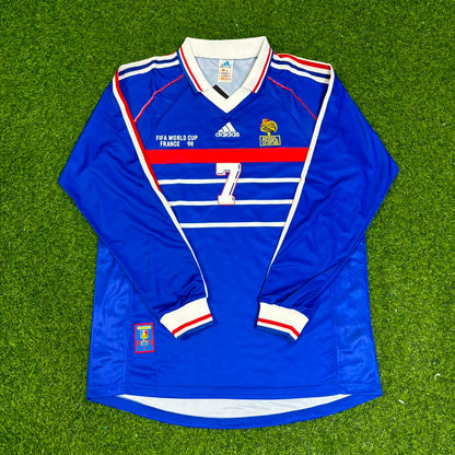 Didier Deschamps France 1998 World Cup Retro Long Sleeve Football Jersey Maillot Trikot Soccer Shirt