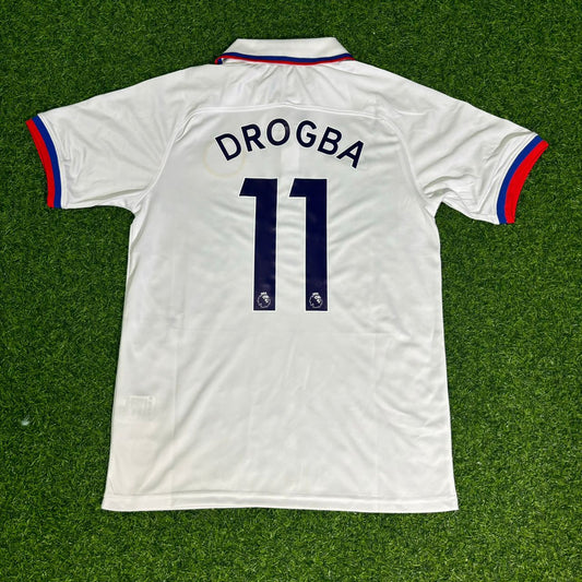 Didier Drogba Chelsea White Retro Football Jersey Kit