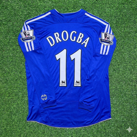 Didier Drogba #11 Chelsea 2006-2008 Long Sleeve EPL Patch Football Jersey