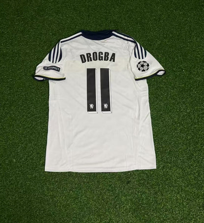 Didier Drogba 11 - Chelsea 2011 2012 CL White Yellow Retro Jersey Trikot Maglia