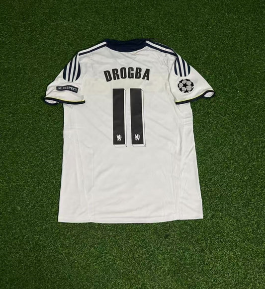 Didier Drogba 11 - Chelsea 2011 2012 CL White Yellow Retro Jersey Trikot Maglia