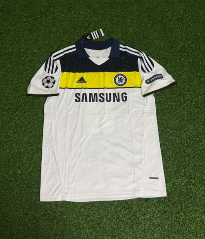 Didier Drogba 11 - Chelsea 2011 2012 CL White Yellow Retro Jersey Trikot Maglia