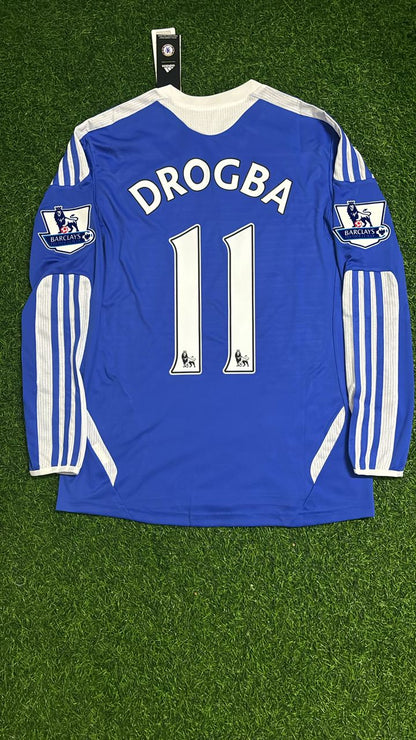 Didier Drogba Chelsea 2011 2012 EPL Patch Retro Long Sleeve Jersey Maglia