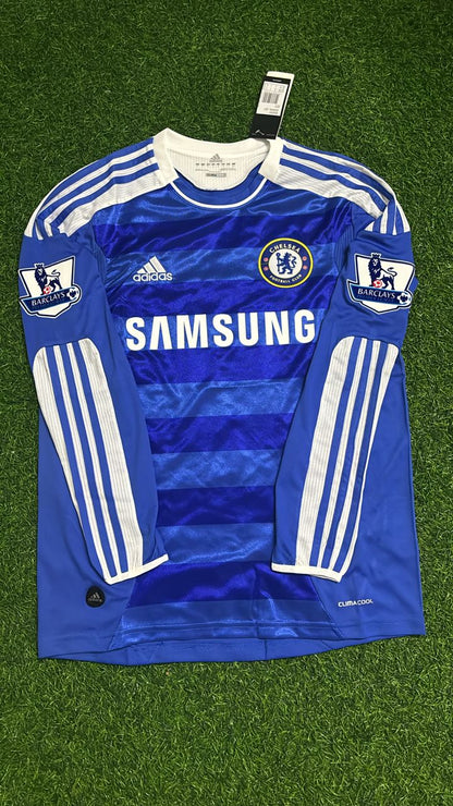 Didier Drogba Chelsea 2011 2012 EPL Patch Retro Long Sleeve Jersey Maglia