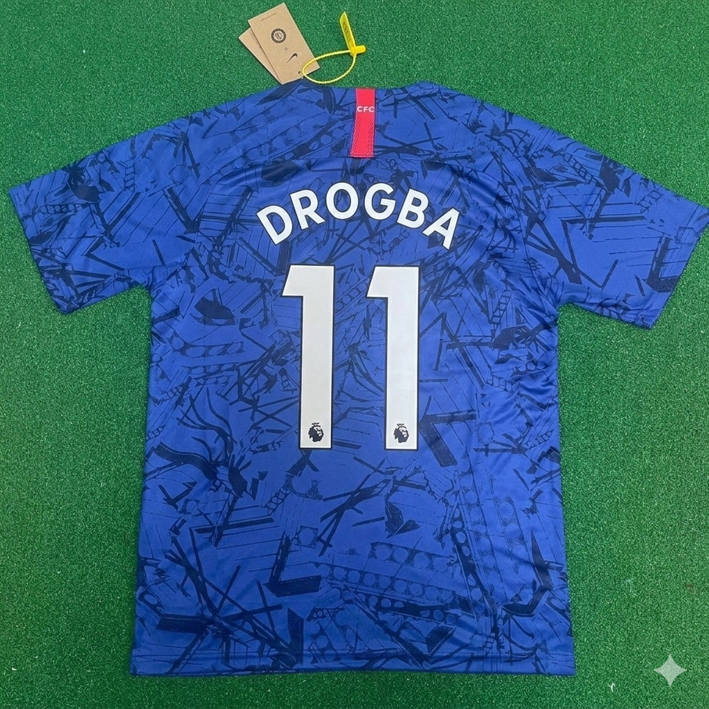 Didier Drogba #11 Chelsea Blue Retro Kit Jersey Trikot Maglia Maillot Soccer Shirt