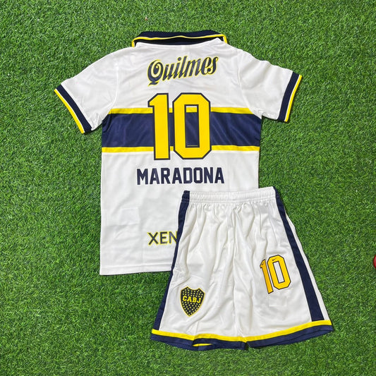Diego Armando Maradona 10 Boca Juniors Retro Kids Football Jersey Kit