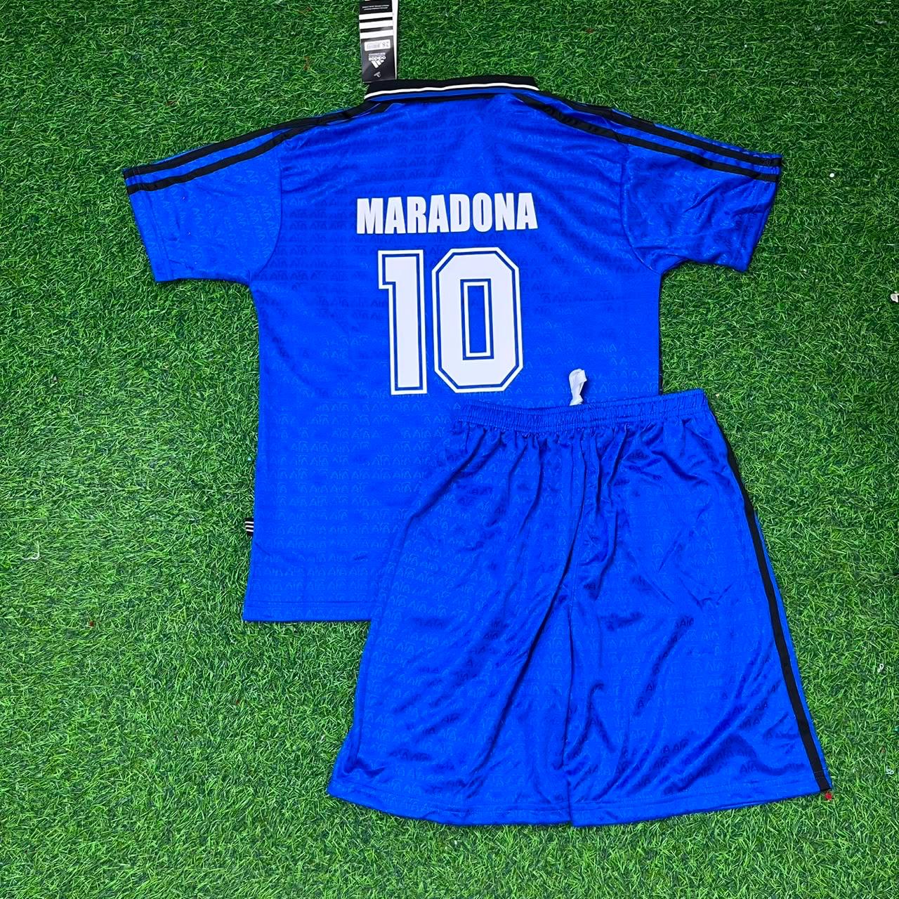 Diego Maradona Argentinien WM-Finale 1986 Blaues Kinder-Retro-Fußballtrikot