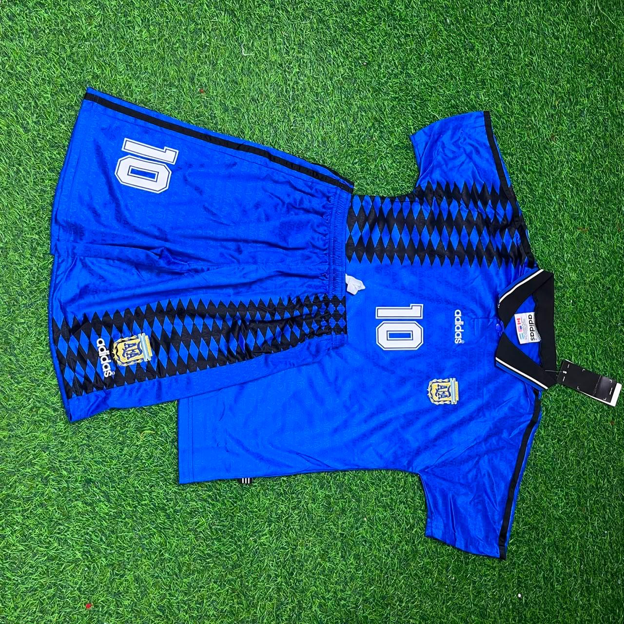 Diego Maradona Argentinien WM-Finale 1986 Blaues Kinder-Retro-Fußballtrikot