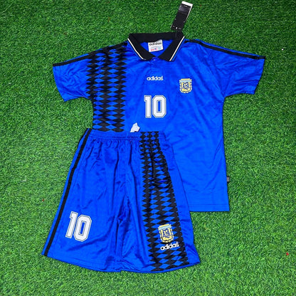 Diego Maradona Argentinien WM-Finale 1986 Blaues Kinder-Retro-Fußballtrikot