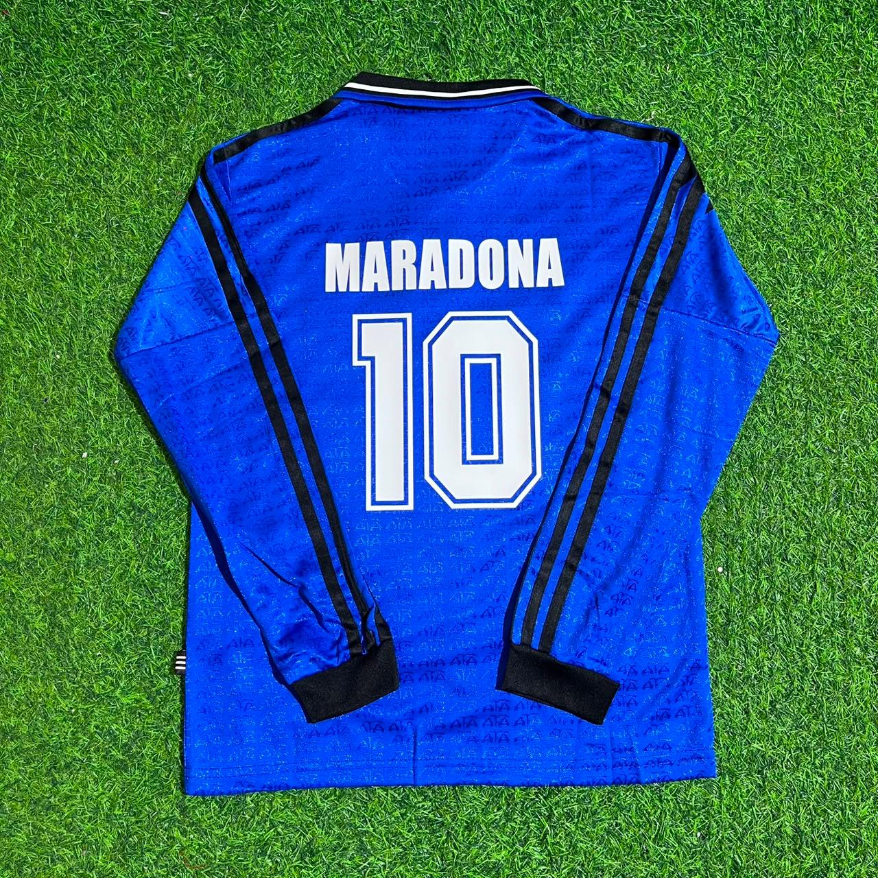 Diego Maradona Argentina 1994 World Cup Long Sleeve Blue Kids Retro Football Jersey Kit