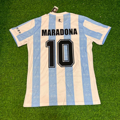 Diego Armando Maradona 10 - Argentina Legendary White Retro Kit Jersey Trikot Maillot Soccer Shirt