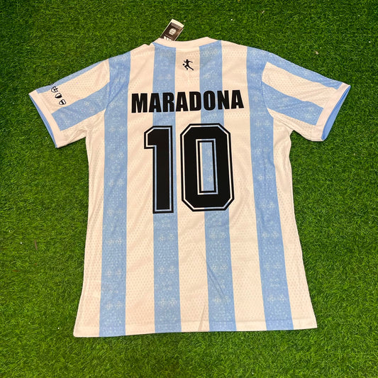 Diego Armando Maradona 10 - Argentina Legendary White Retro Kit Jersey Trikot Maillot Soccer Shirt