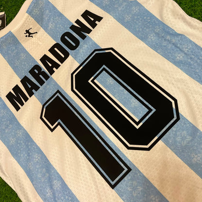 Diego Armando Maradona 10 - Argentina Legendary White Retro Kit Jersey Trikot Maillot Soccer Shirt