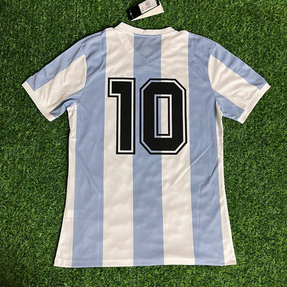 Diego Armando Maradona 10 - Argentina Legendary White Retro Kit Jersey Trikot Maillot Soccer Shirt