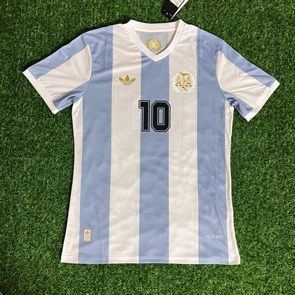 Diego Armando Maradona 10 - Argentina Legendary White Retro Kit Jersey Trikot Maillot Soccer Shirt