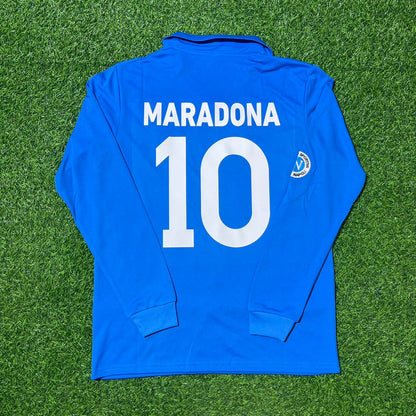 Maillot de football rétro vintage à manches longues Diego Armando Maradona Napoli 1988/89