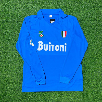 Maillot de football rétro vintage à manches longues Diego Armando Maradona Napoli 1988/89