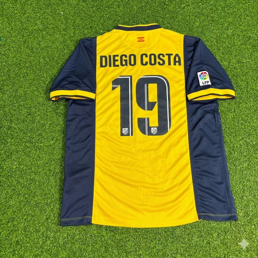 Diego Costa #19 Atlético Madrid 2013-2014 Away Yellow Football Jersey