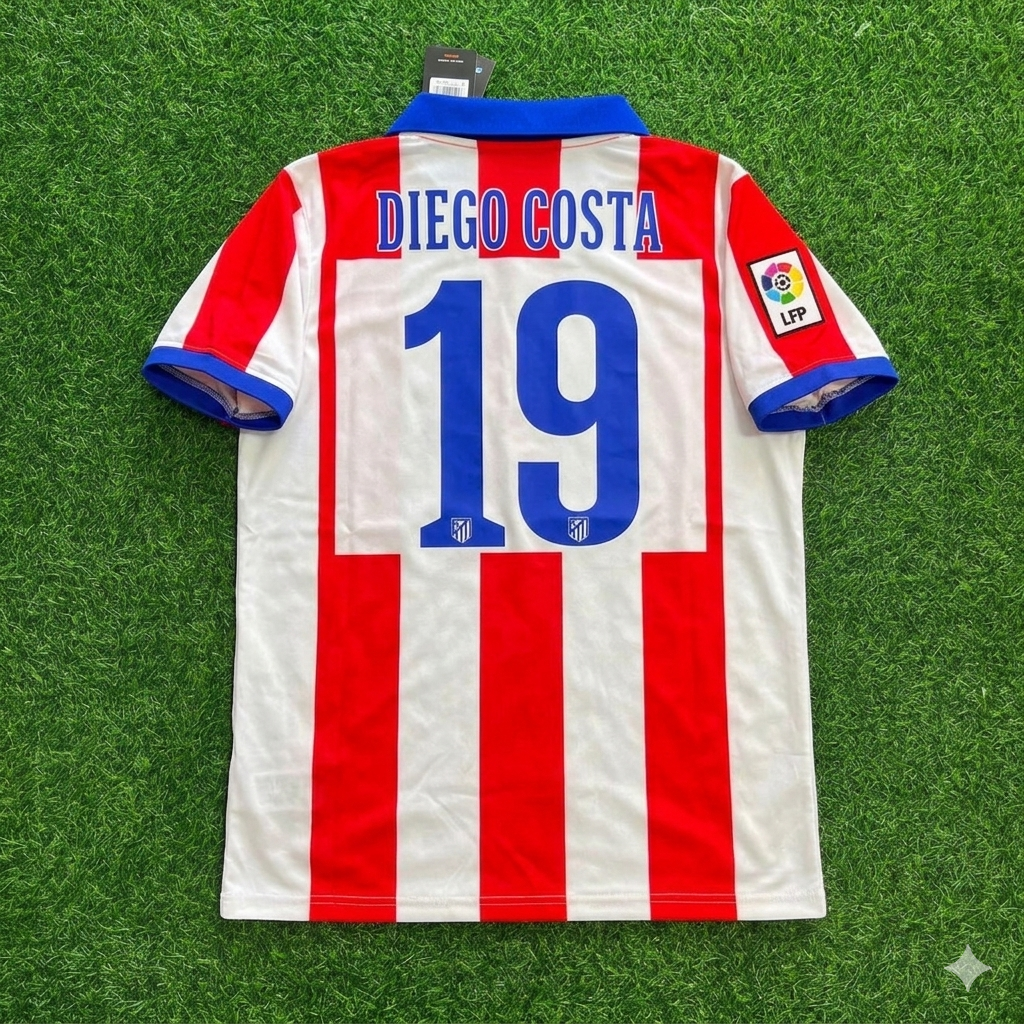 Diego Costa 19 Atlético Madrid Home 2014/15 Retro Kit Trikot Jersey Maillot Soccer Shirt