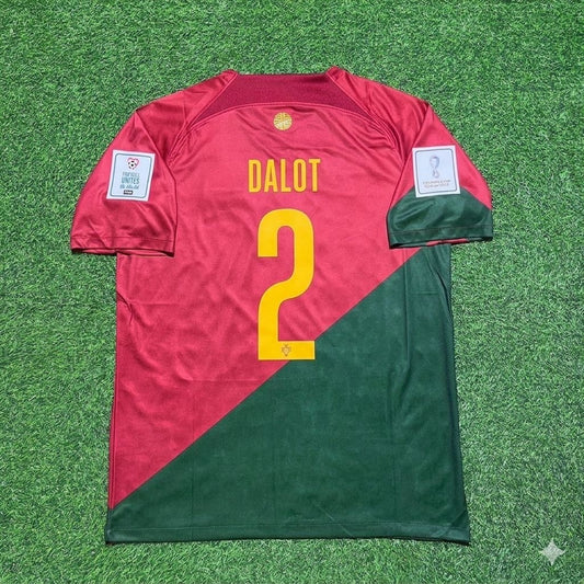 Diego Dalot #2 Portugal 2022 World Cup Home Retro Football Jersey