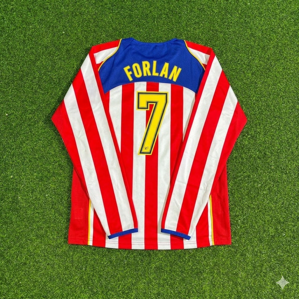 Diego Forlán #7 Atlético Madrid Spider-Man Long Sleeve Retro Football Jersey