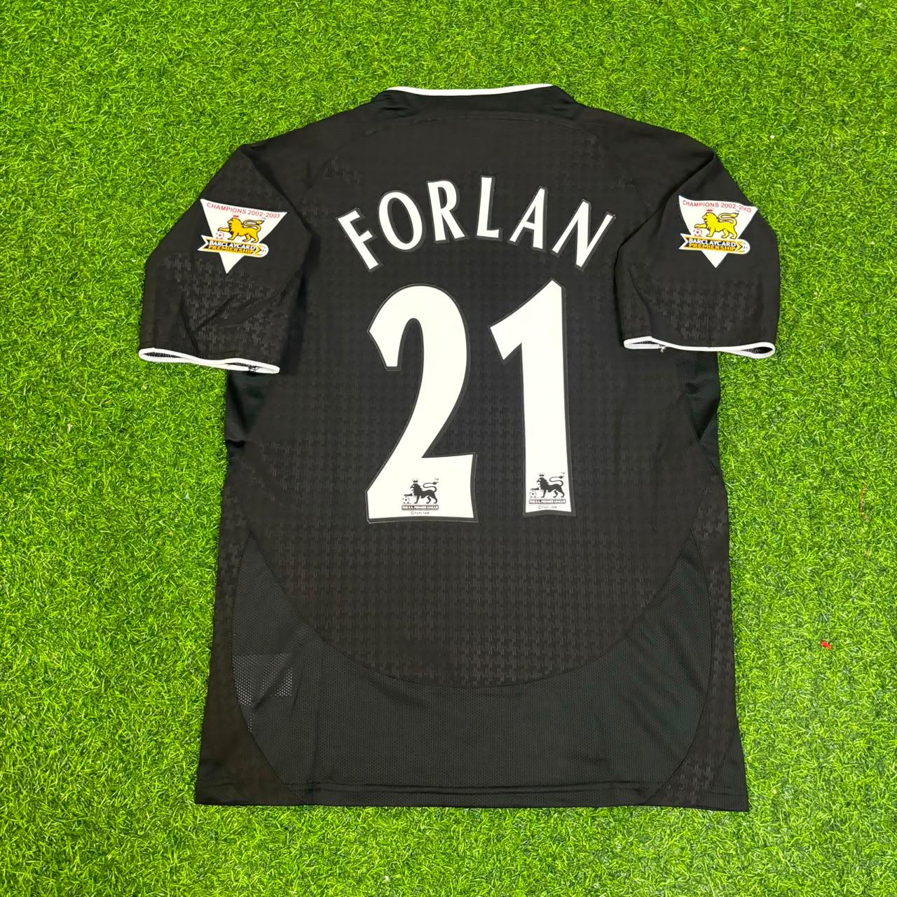Diego Forlan Manchester United 2003-2004 Away Black Retro Football Jersey