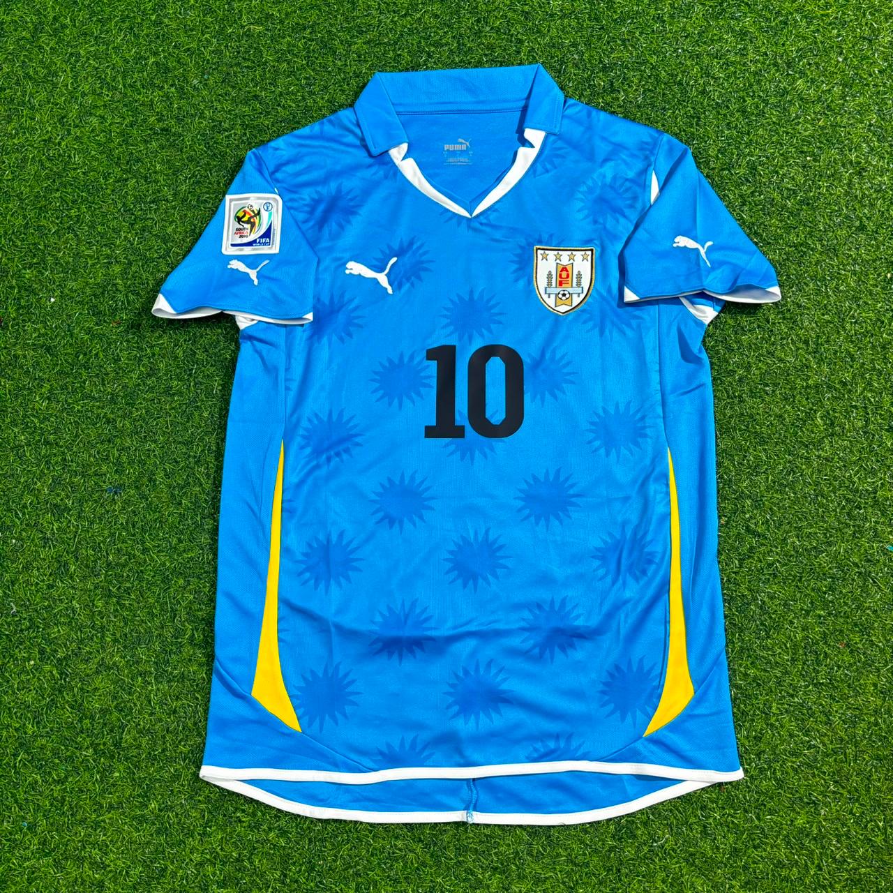 Diego Forlán Uruguay 2010 Afrique du Sud Coupe du Monde Bleu Rétro Maillot