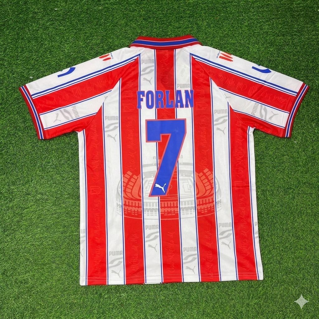 Diego Forlan Atletico Madrid Retro Football Jersey Trikot Maillot